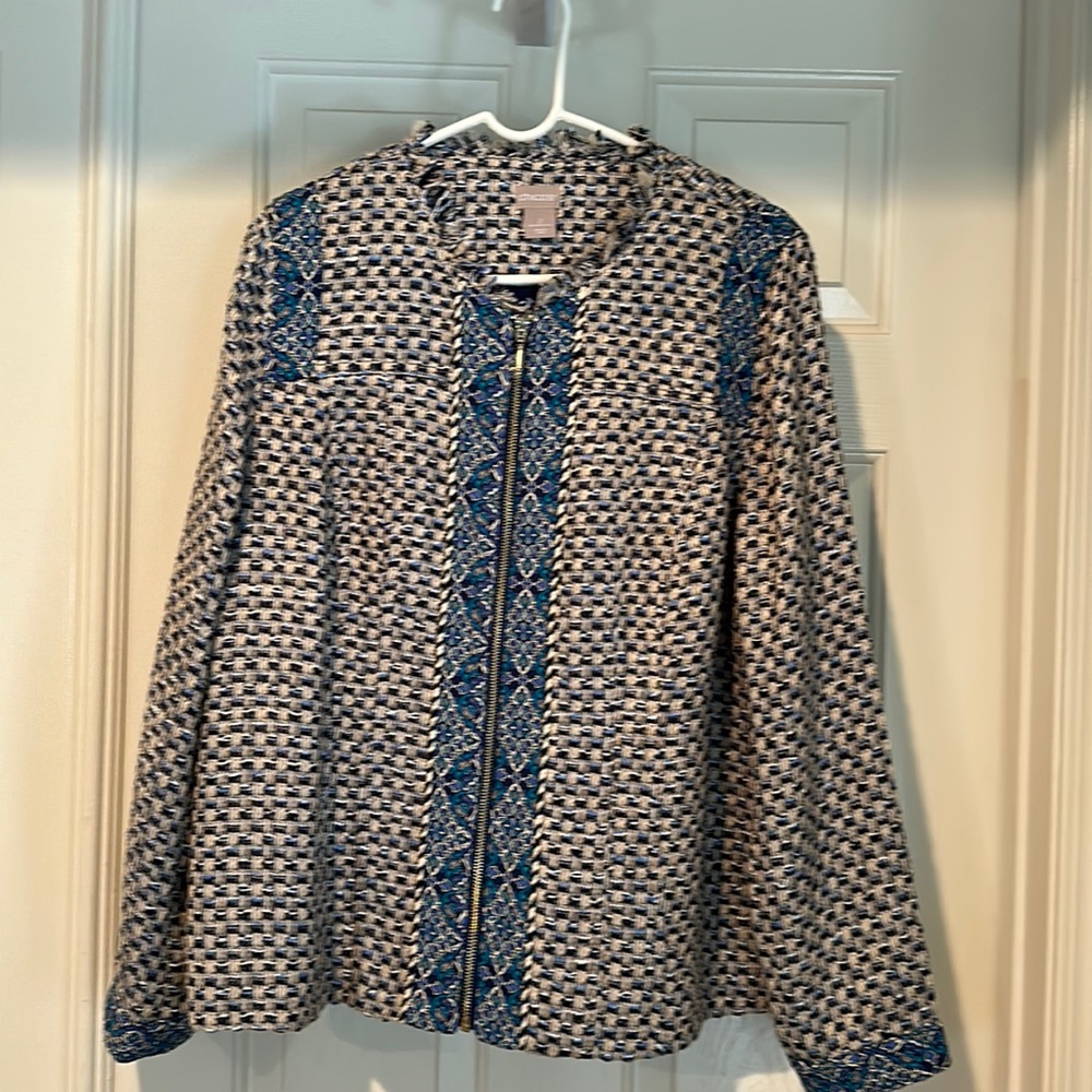 Chico’s size 2 blue tweed jacket